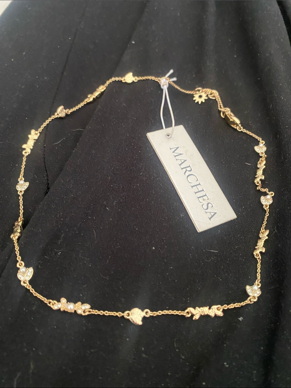 Marchesa Gold Floral & Heart Station Necklace